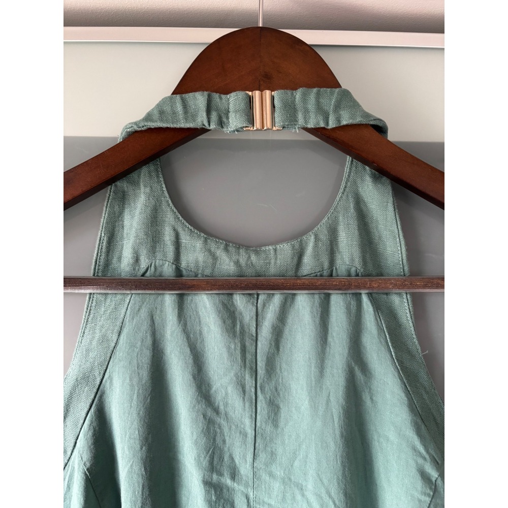 Abercrombie & Fitch Linen Halter Maxi Dress Sage Green High Neck Medium - Picture 5 of 11